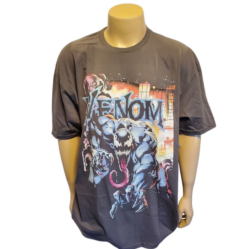 Marvel Venom City Aflame Gray Graphic T-Shirt Men's 2XL Unisex NWT